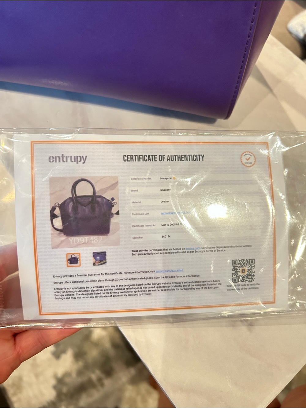 Givenchy Shiny Violet Leather Satchel - Picture 5 of 6